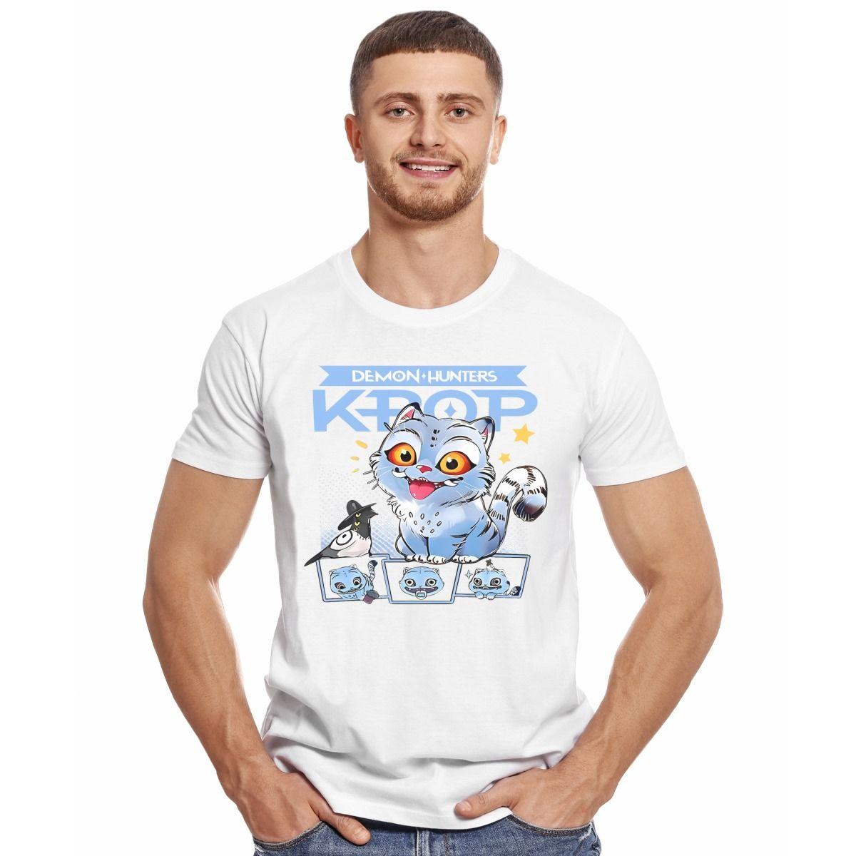 GUERRERAS K POP DEMON HUNTERS DERPY TIGER GATO CUTE POLERA MANGA CORTA HOMBRE-2