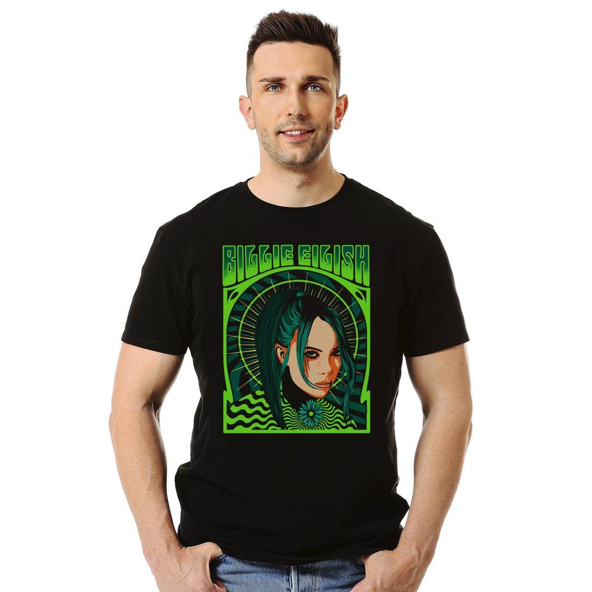 BILLIE EILISH FACE ART POLERA MANGA CORTA HOMBRE-2