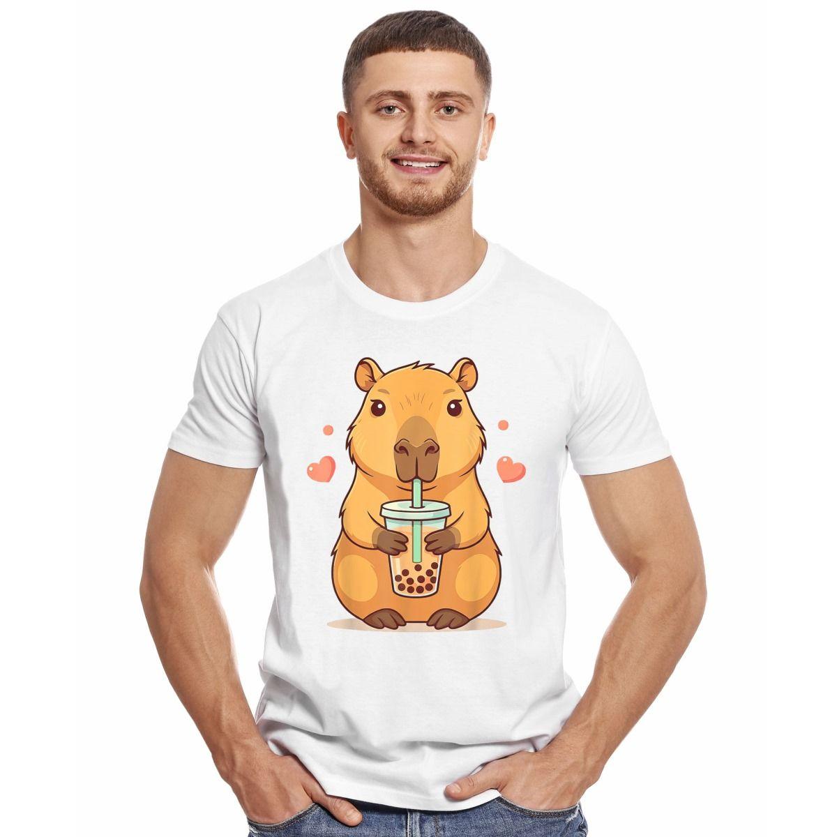 CAPIBARA CORAZON BEBIDA BOMBILLA CAPYBARA POLERA MANGA CORTA HOMBRE-2