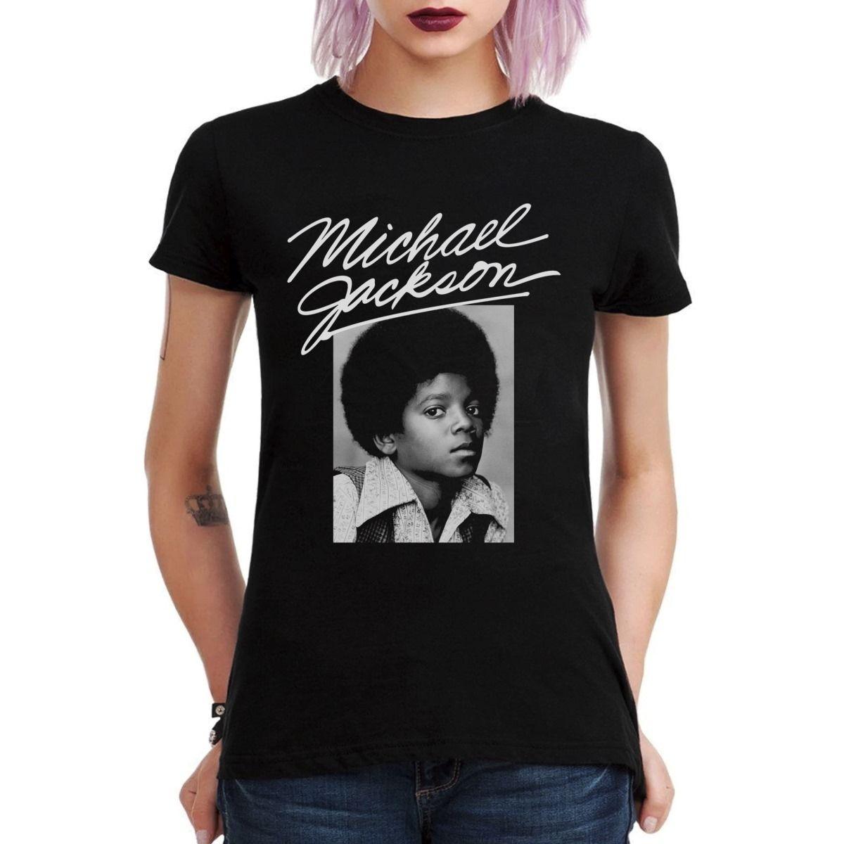 MICHAEL JACKSON FACE OLD PHOTO POLERA MUJER-2