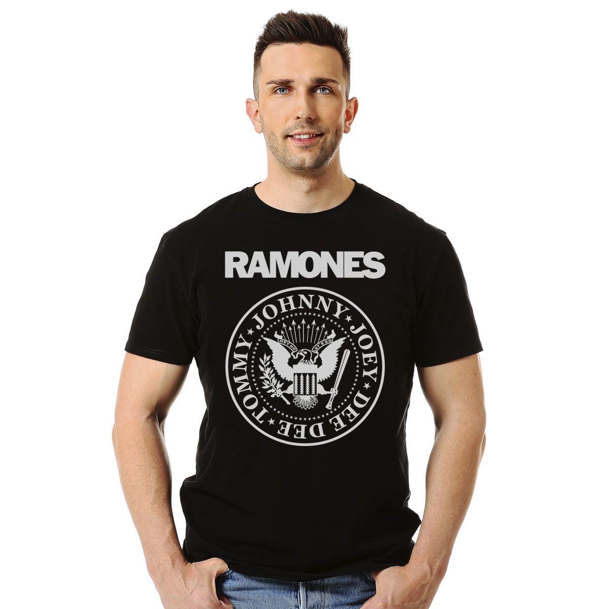 Polera Ramones Johnny Joey Dee Dee Tommy Logo Blanco Punk-2