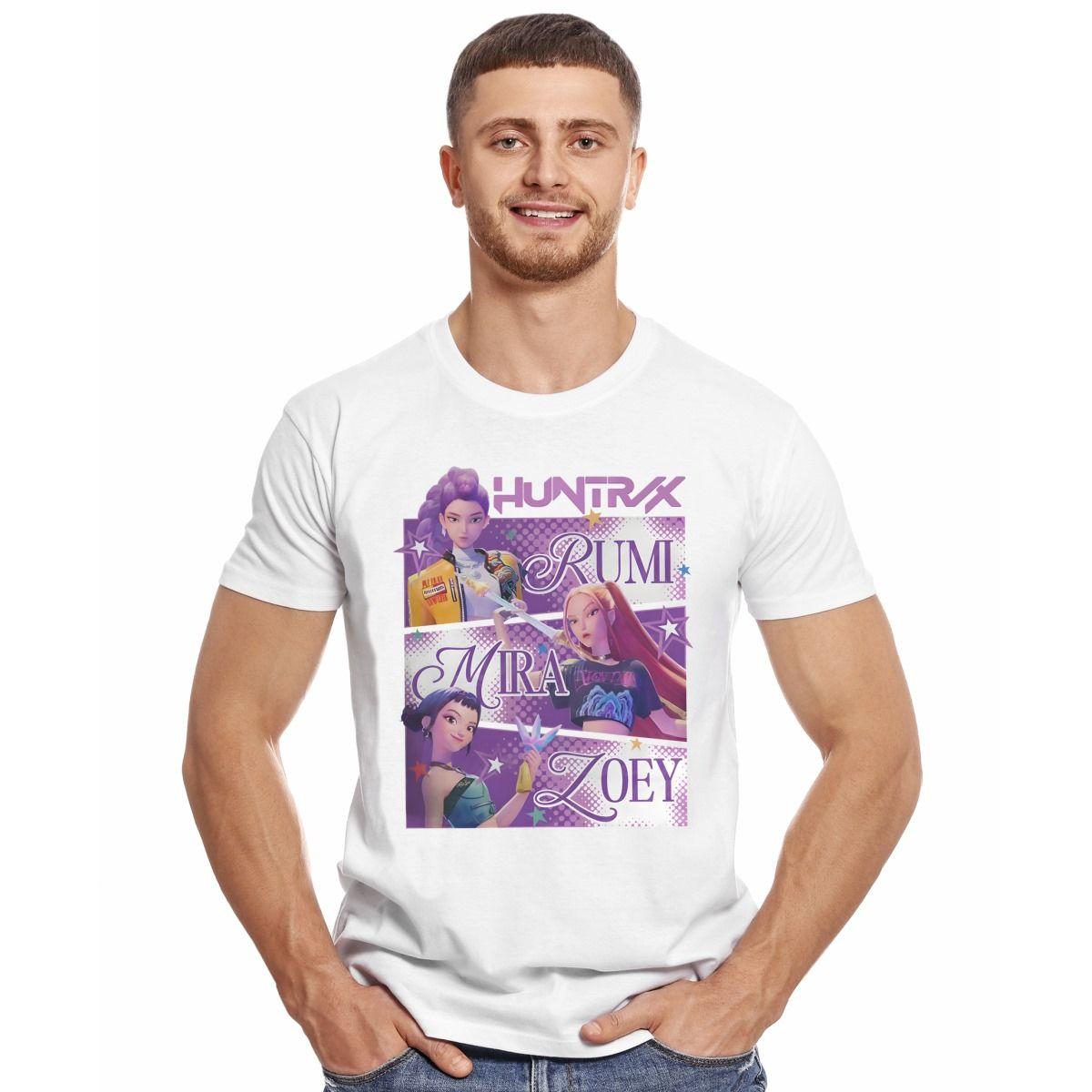 GUERRERAS K POP DEMON HUNTERS RUMI MIRA ZOEY HUNTRIX 3D POLERA MANGA CORTA HOMBRE-2