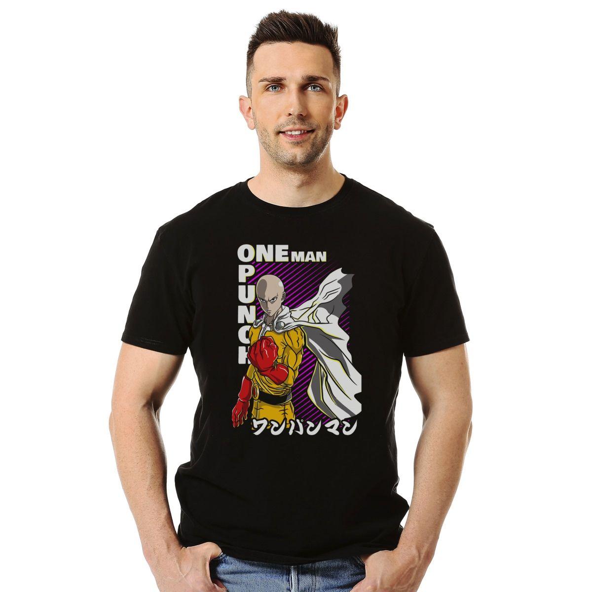 ONE PUNCH MAN SAITAMA CON CAPA POLERA MANGA CORTA HOMBRE-2