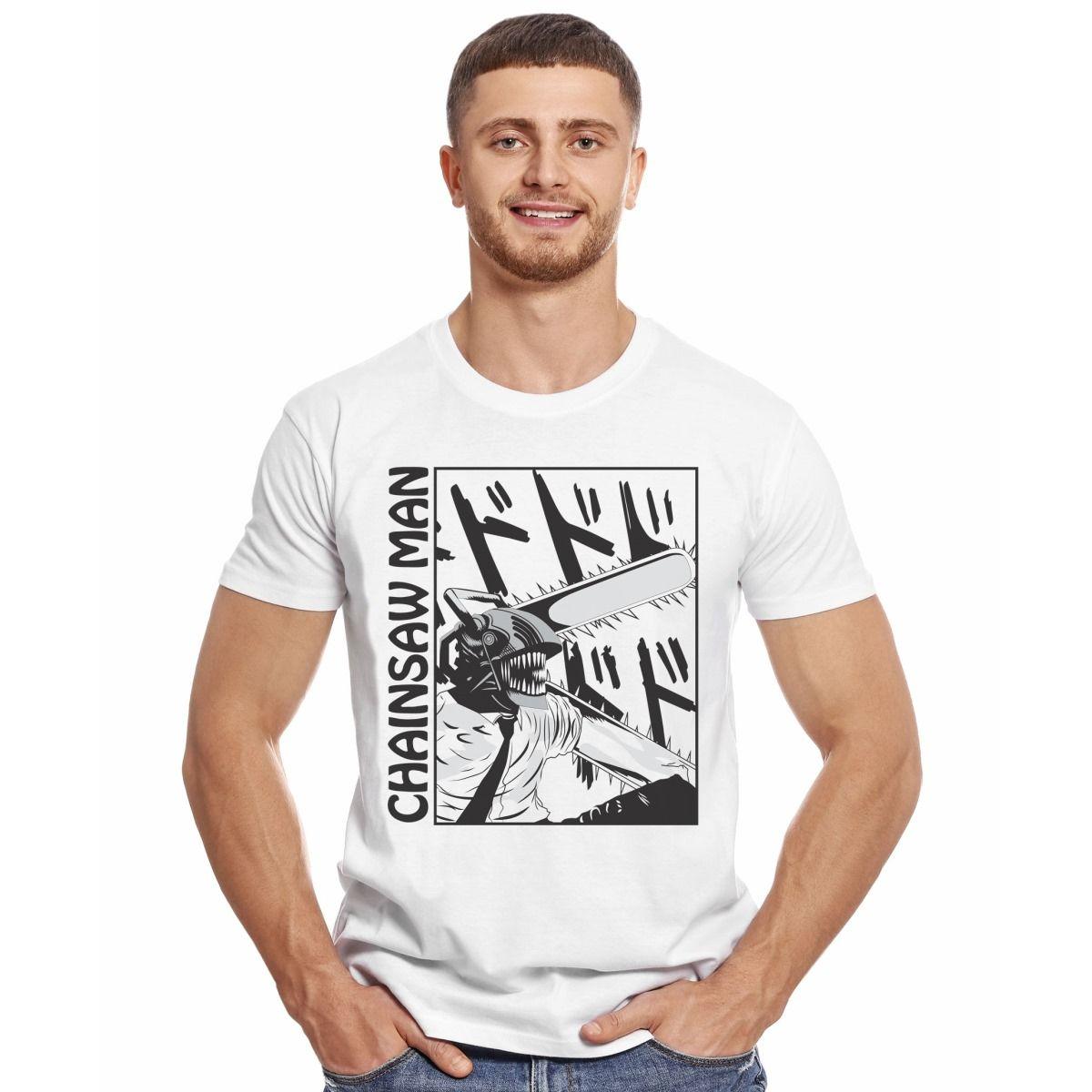 CHAINSAW MAN DENJI MOTOSIERRA STENCIL POLERA MANGA CORTA HOMBRE-2