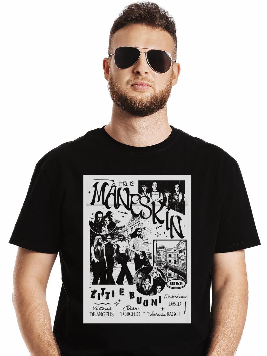 MANESKIN ZITTI E BUONI POLERA NEGRA POLERA MANGA CORTA HOMBRE-0