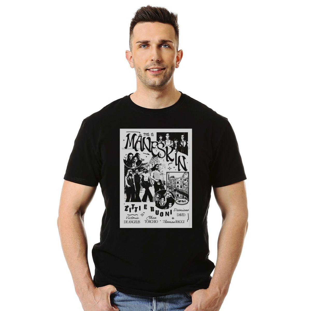 MANESKIN ZITTI E BUONI POLERA NEGRA POLERA MANGA CORTA HOMBRE-2