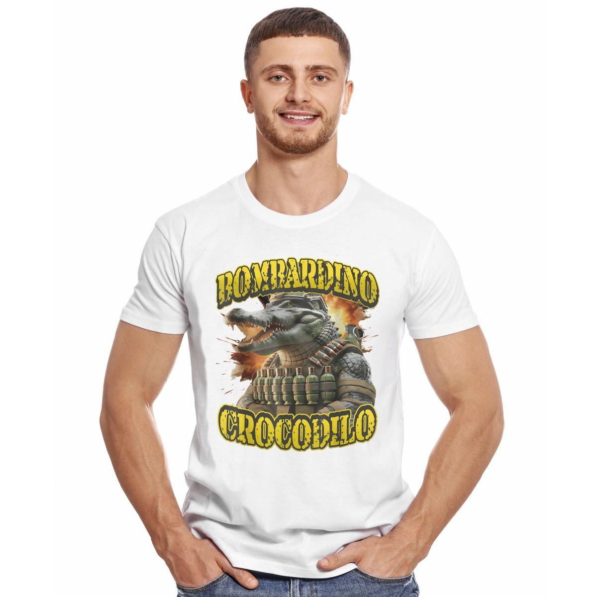 BRAINROT ITALIANO BOMBARDINO CROCODILO GRANADAS MEME POLERA MANGA CORTA HOMBRE-2