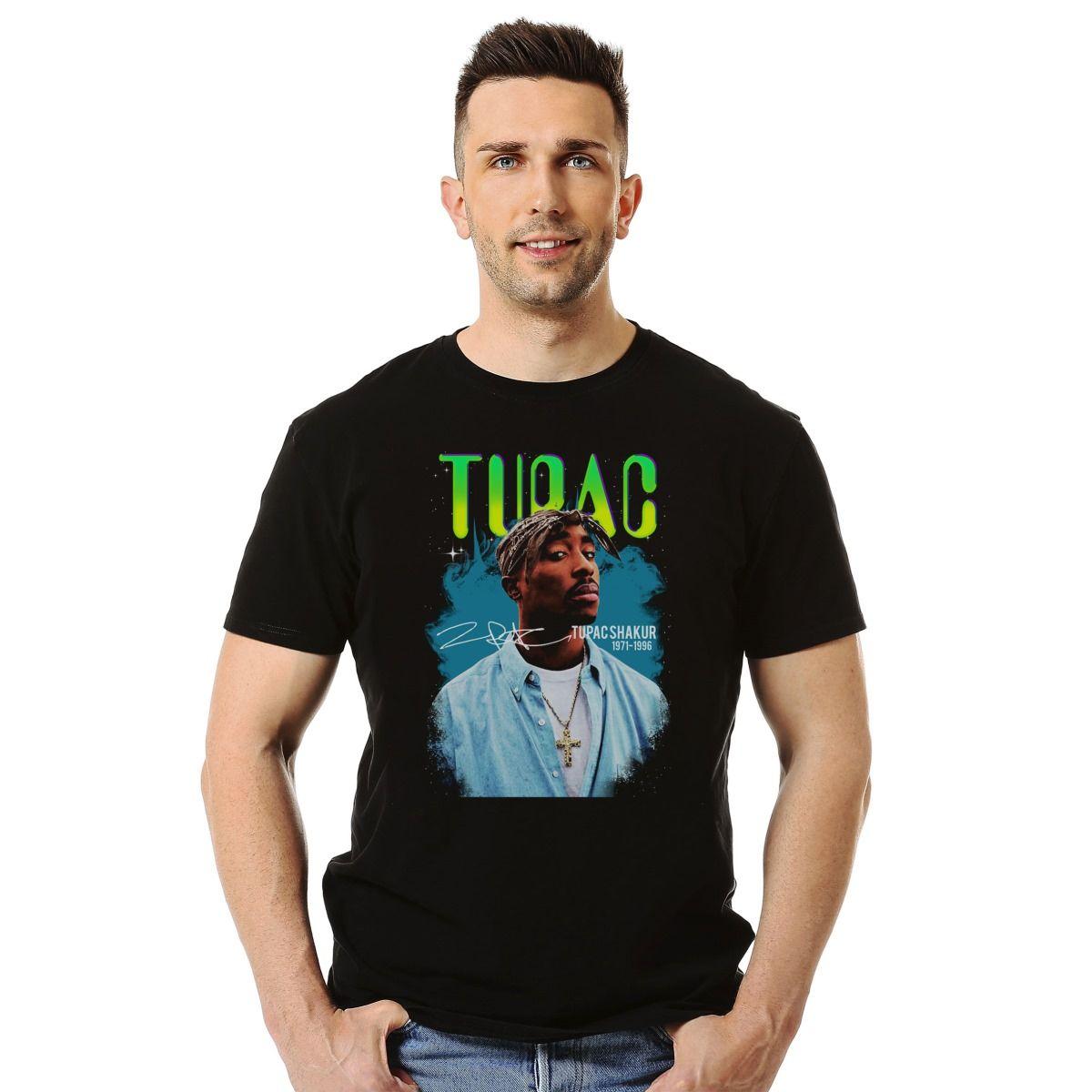 TUPAC SHAKUR BLUE SMOKE POLERA MANGA CORTA HOMBRE-2