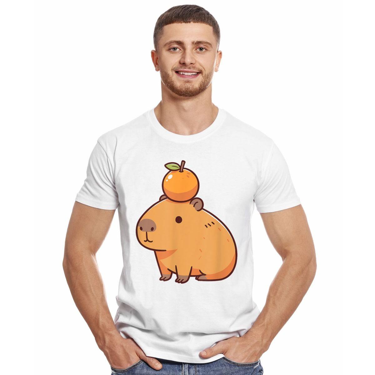 CAPIBARA CON NARANJA CAPYBARA POLERA MANGA CORTA HOMBRE-2