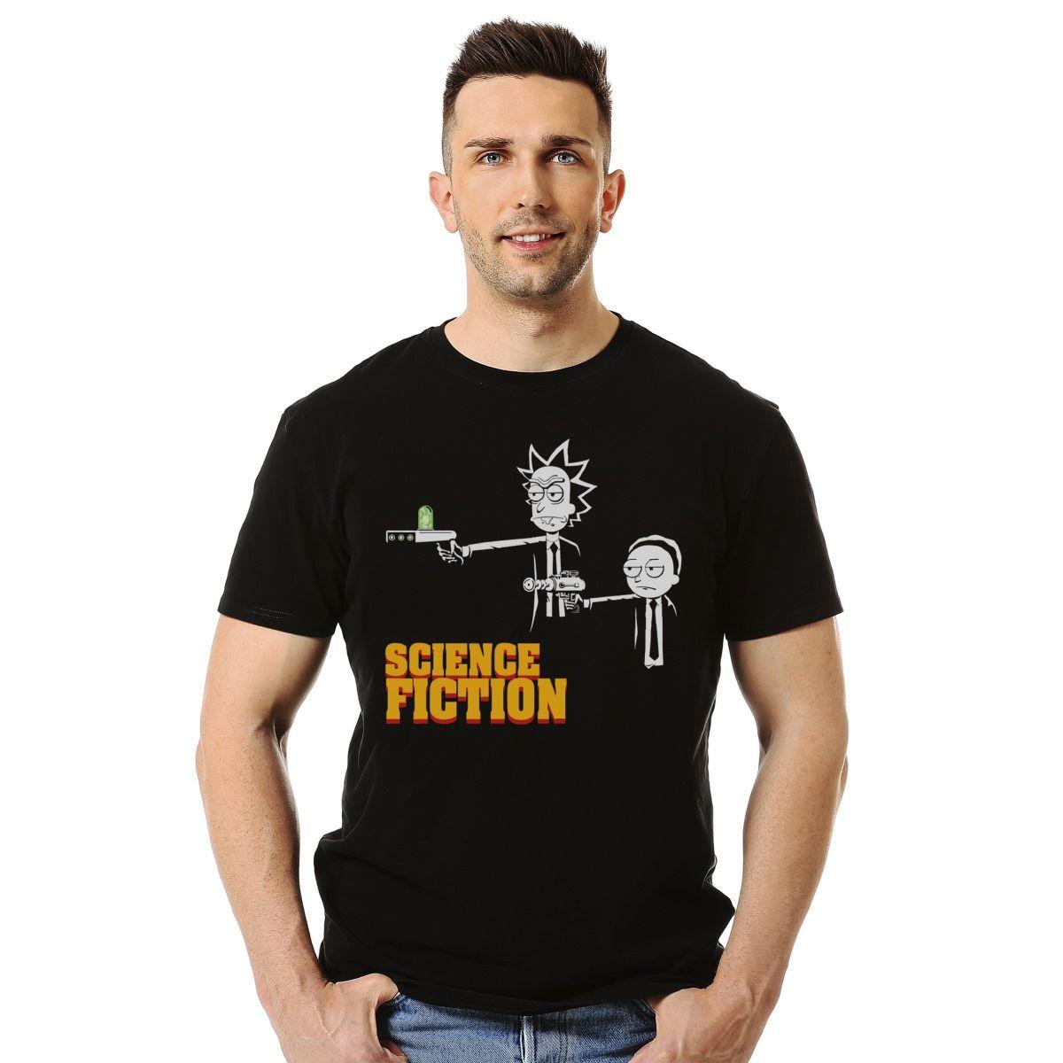 RICK AND MORTY SCIENCE FICTION PULP FICTION POLERA MANGA CORTA HOMBRE-2