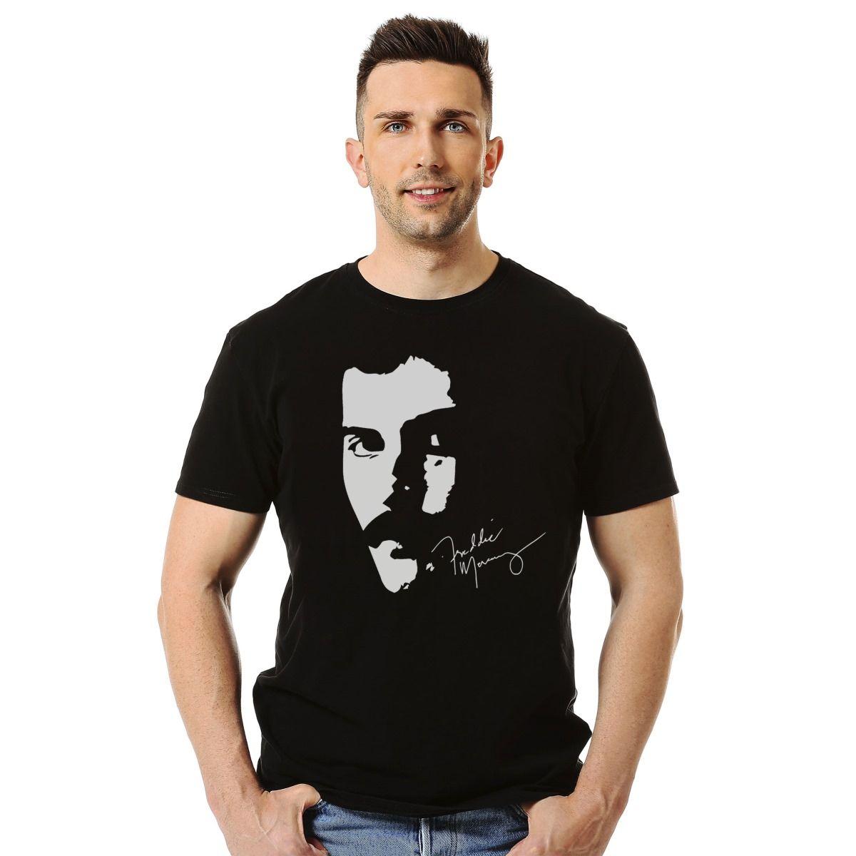 QUEEN FREDDIE MERCURY FACE STENCIL POLERA MANGA CORTA HOMBRE-2