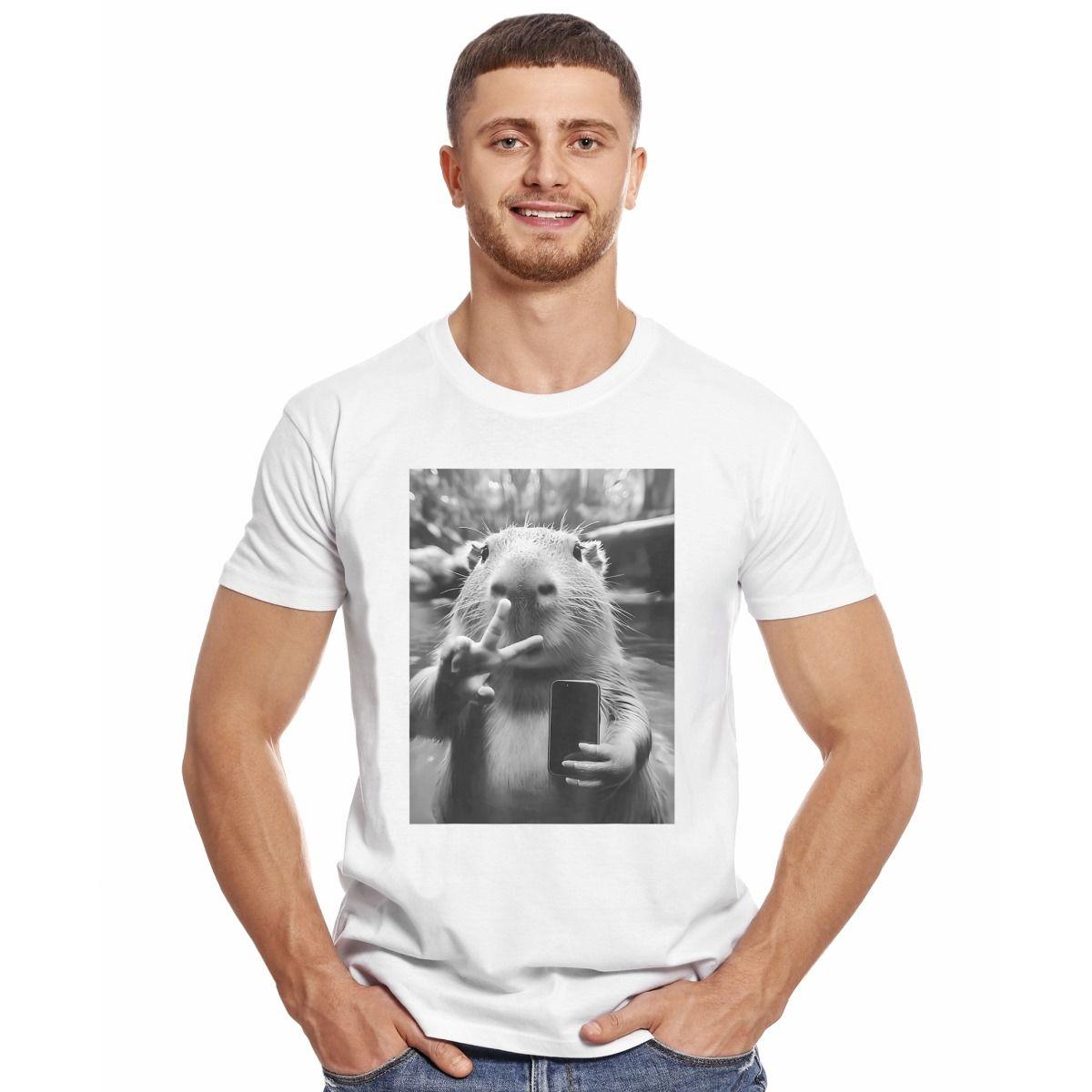 CAPIBARA SELFIE CELULAR CAPYBARA POLERA MANGA CORTA HOMBRE-2