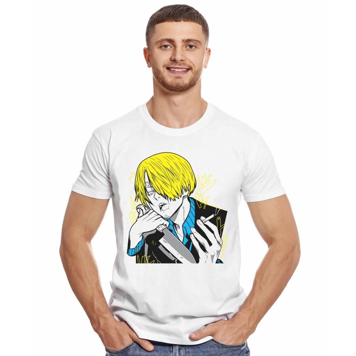 ONE PIECE SANJI FUMANDO POLERA MANGA CORTA HOMBRE-2