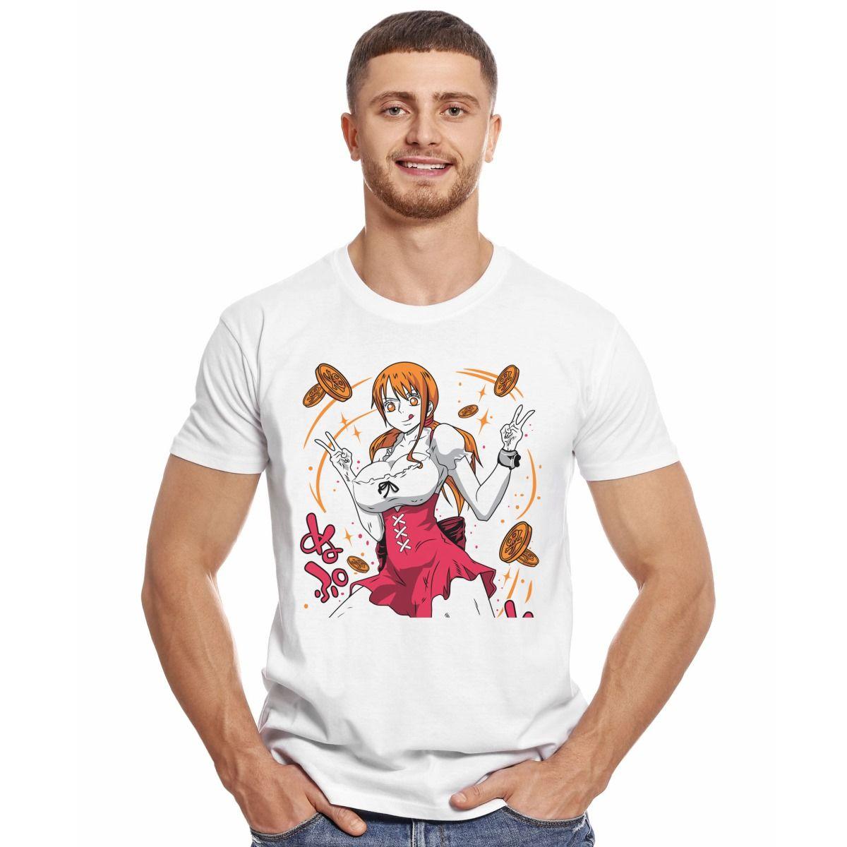ONE PIECE NAMI VESTIDO MONEDAS POLERA MANGA CORTA HOMBRE-2