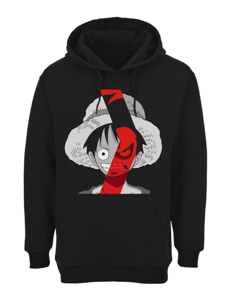 ONE PIECE MONKEY D LUFFY GRIS Y ROJO POLERON CANGURO-1
