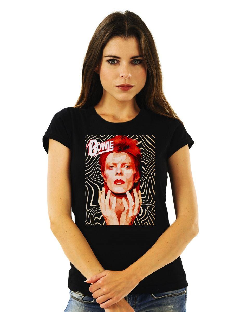 DAVID BOWIE FACE VINTAGE ART LOGO POLERA MUJER-0