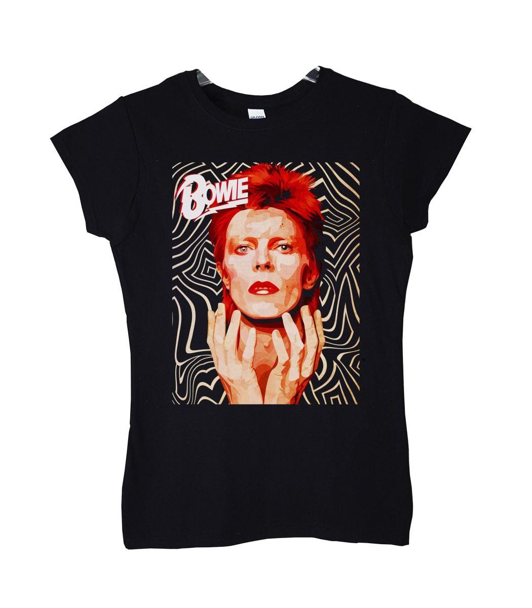 DAVID BOWIE FACE VINTAGE ART LOGO POLERA MUJER-1