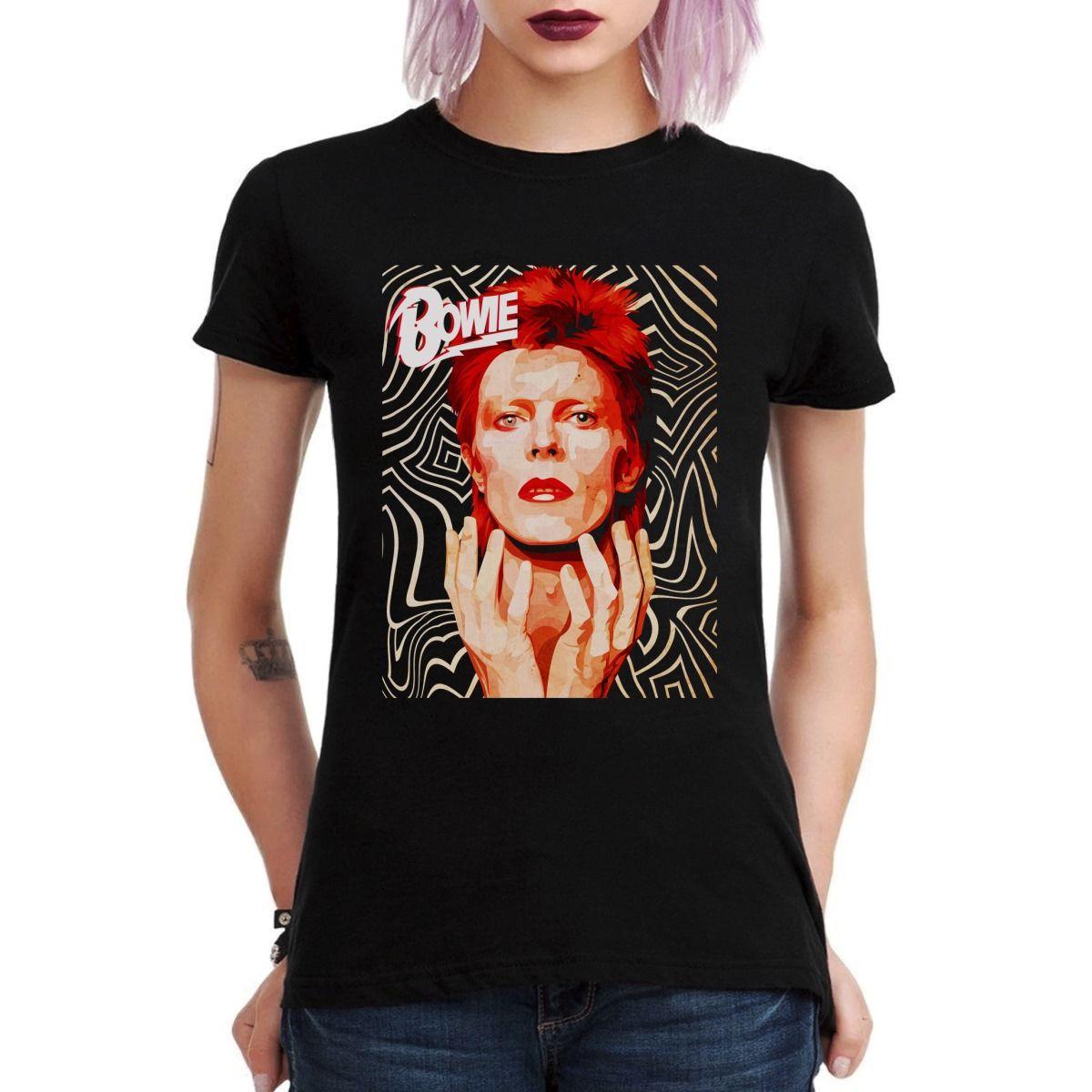 DAVID BOWIE FACE VINTAGE ART LOGO POLERA MUJER-2