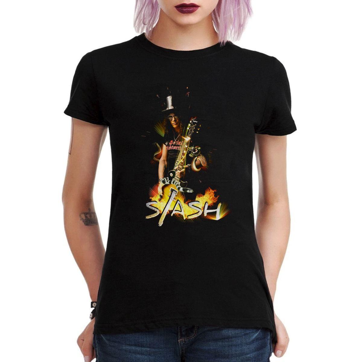 GUNS N ROSES SLASH ON FIRE POLERA MUJER-2