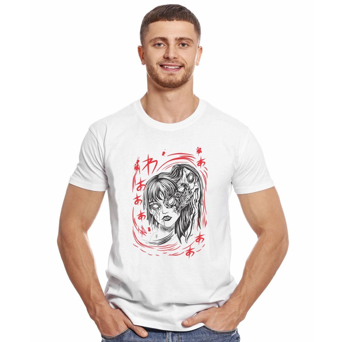 JUNJI ITO POSTER TOMIE NEGRO ROJO POLERA MANGA CORTA HOMBRE-2