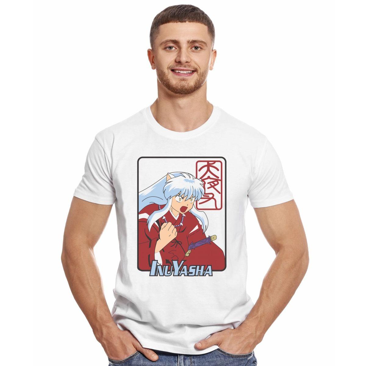 INUYASHA GRITANDO Y LOGO POLERA MANGA CORTA HOMBRE-2
