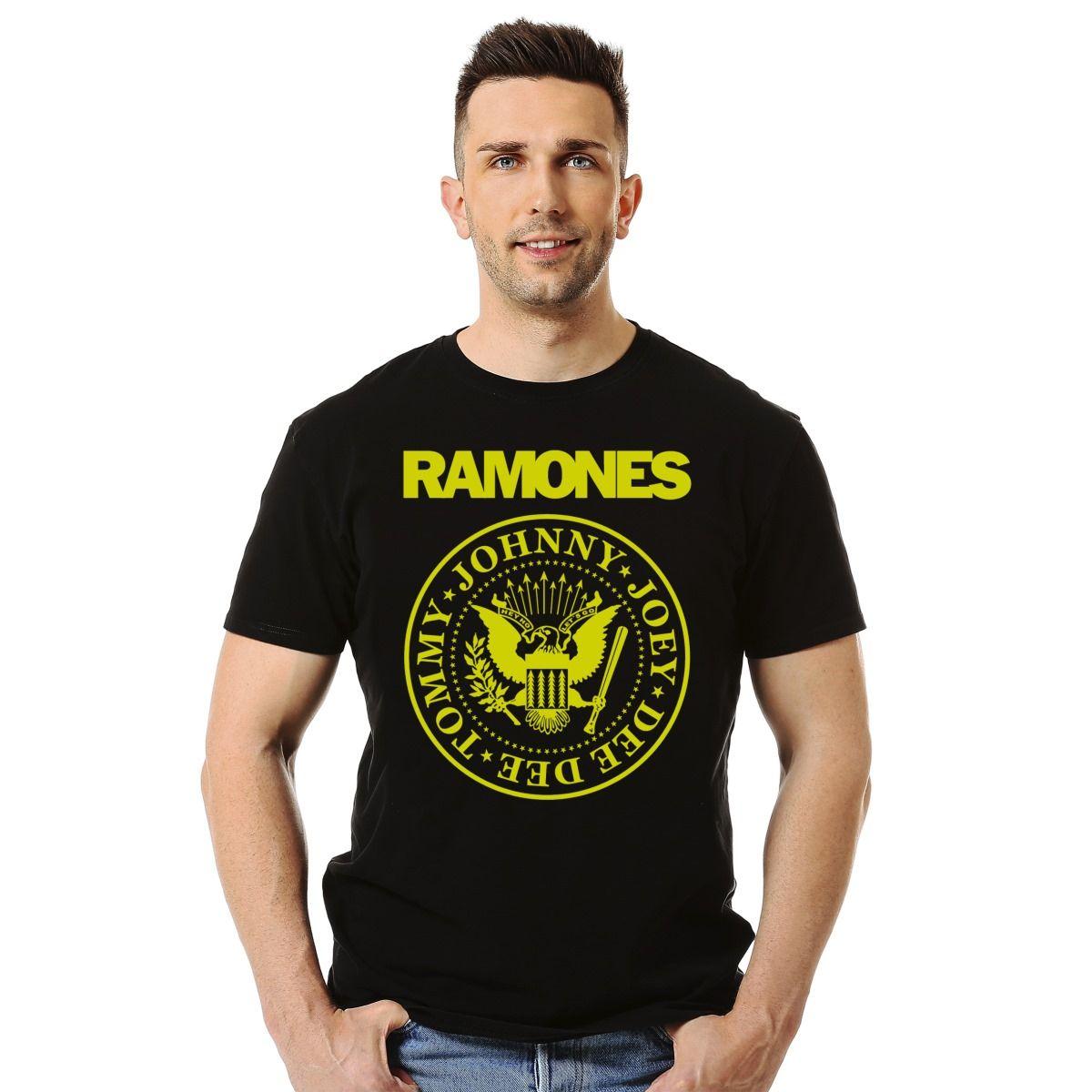 RAMONES LOGO AMARILLO JOHNNY JOEY DEDEE TOMMY POLERA MANGA CORTA HOMBRE-2
