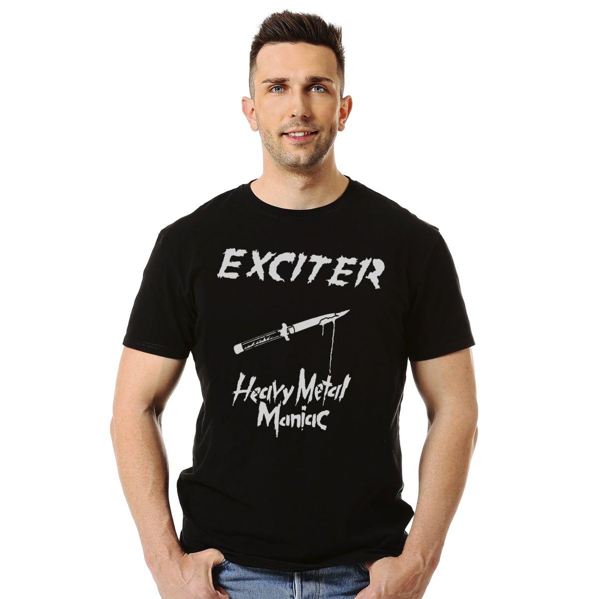EXCITER HEAVY METAL MANIAC STENCIL POLERA MANGA CORTA HOMBRE-2