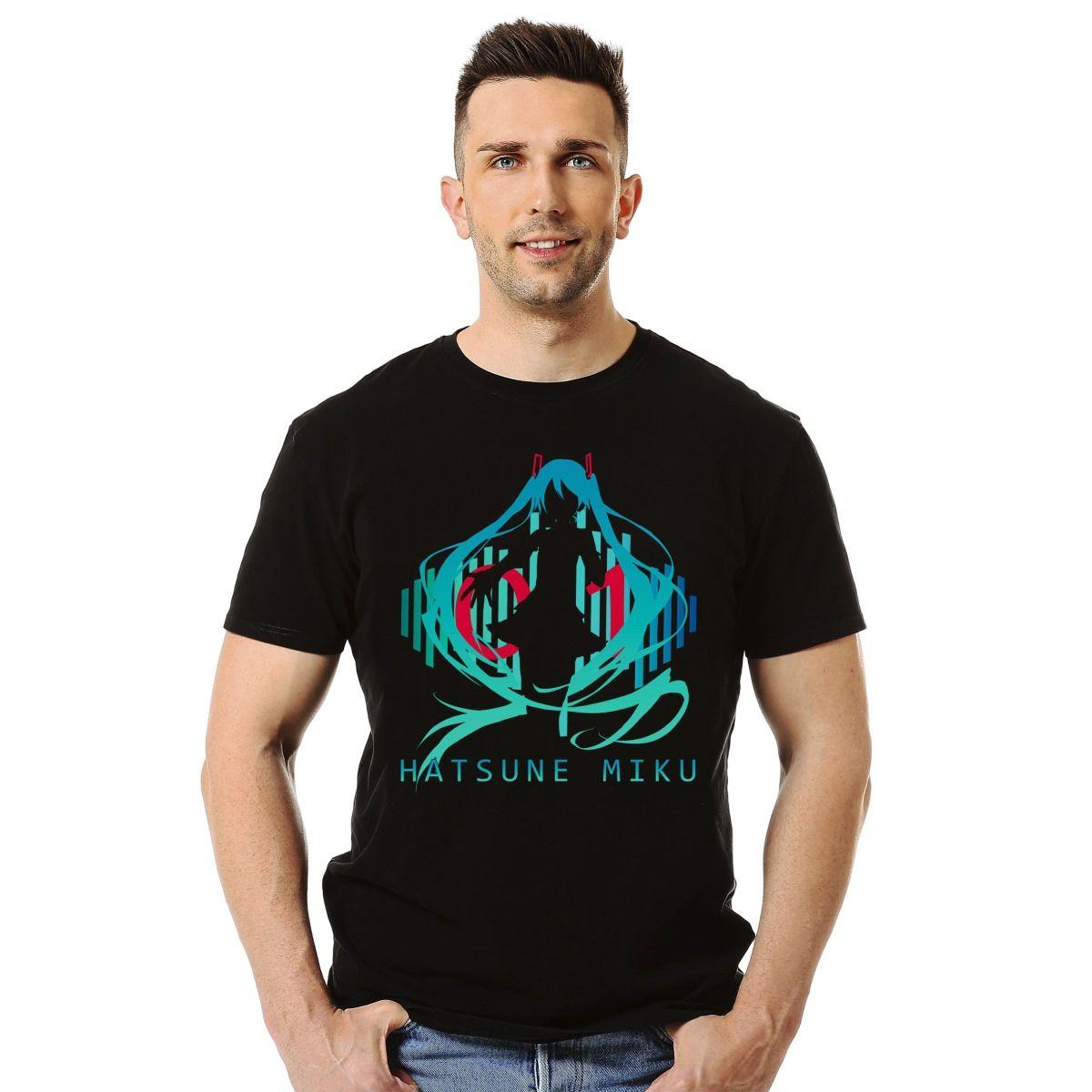 MIKU HATSUNE STENCIL FLUOR POLERA MANGA CORTA HOMBRE-2