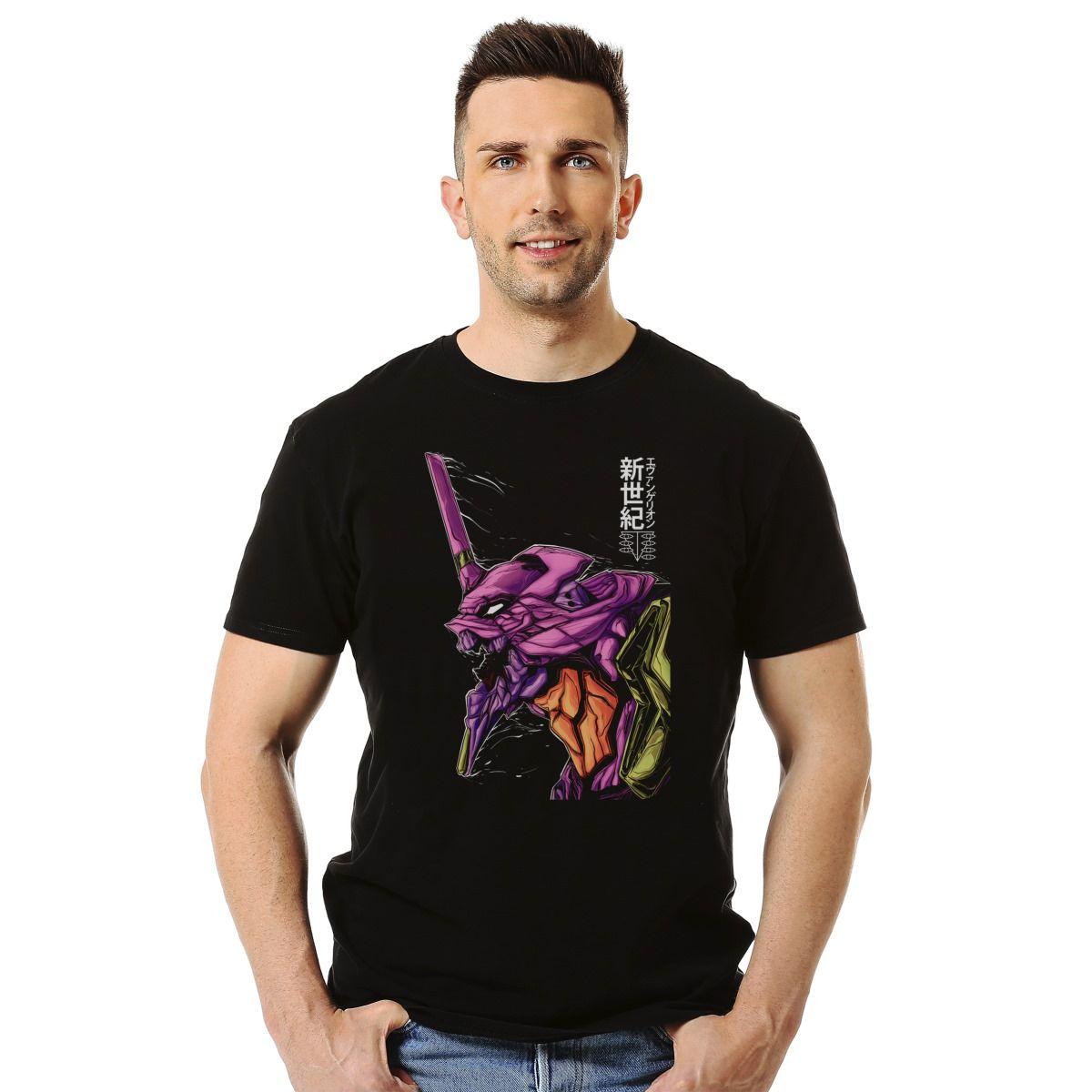 EVANGELION EVA 01 COLORES LETRAS JAPONESAS POLERA MANGA CORTA HOMBRE-2