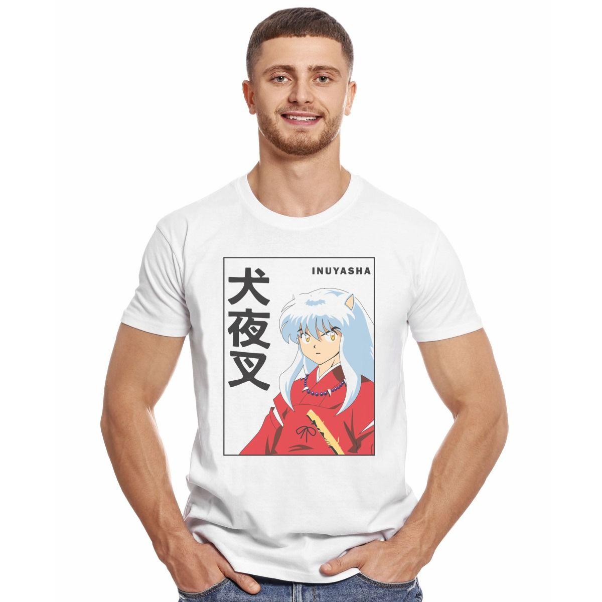 INUYASHA CARA Y LOGO POLERA MANGA CORTA HOMBRE-2