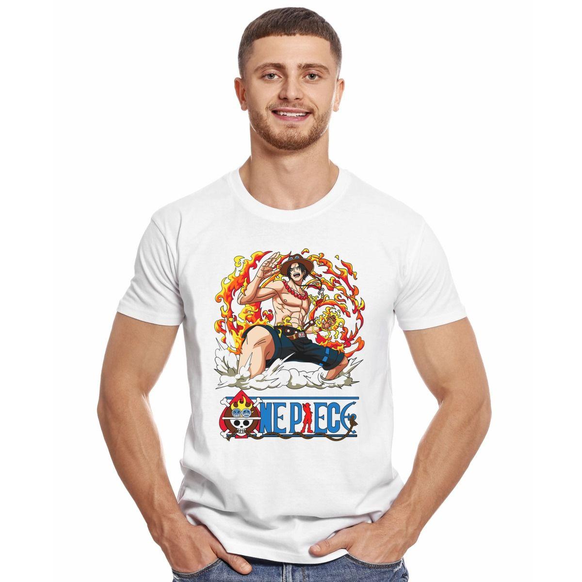 ONE PIECE PORTGAS D ACE FUEGO 2 POLERA MANGA CORTA HOMBRE-2