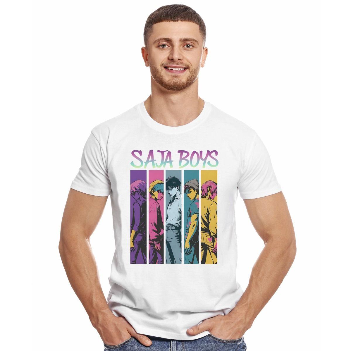 GUERRERAS K POP DEMON HUNTERS SAJA BOYS PERFIL BARRAS POLERA MANGA CORTA HOMBRE-2
