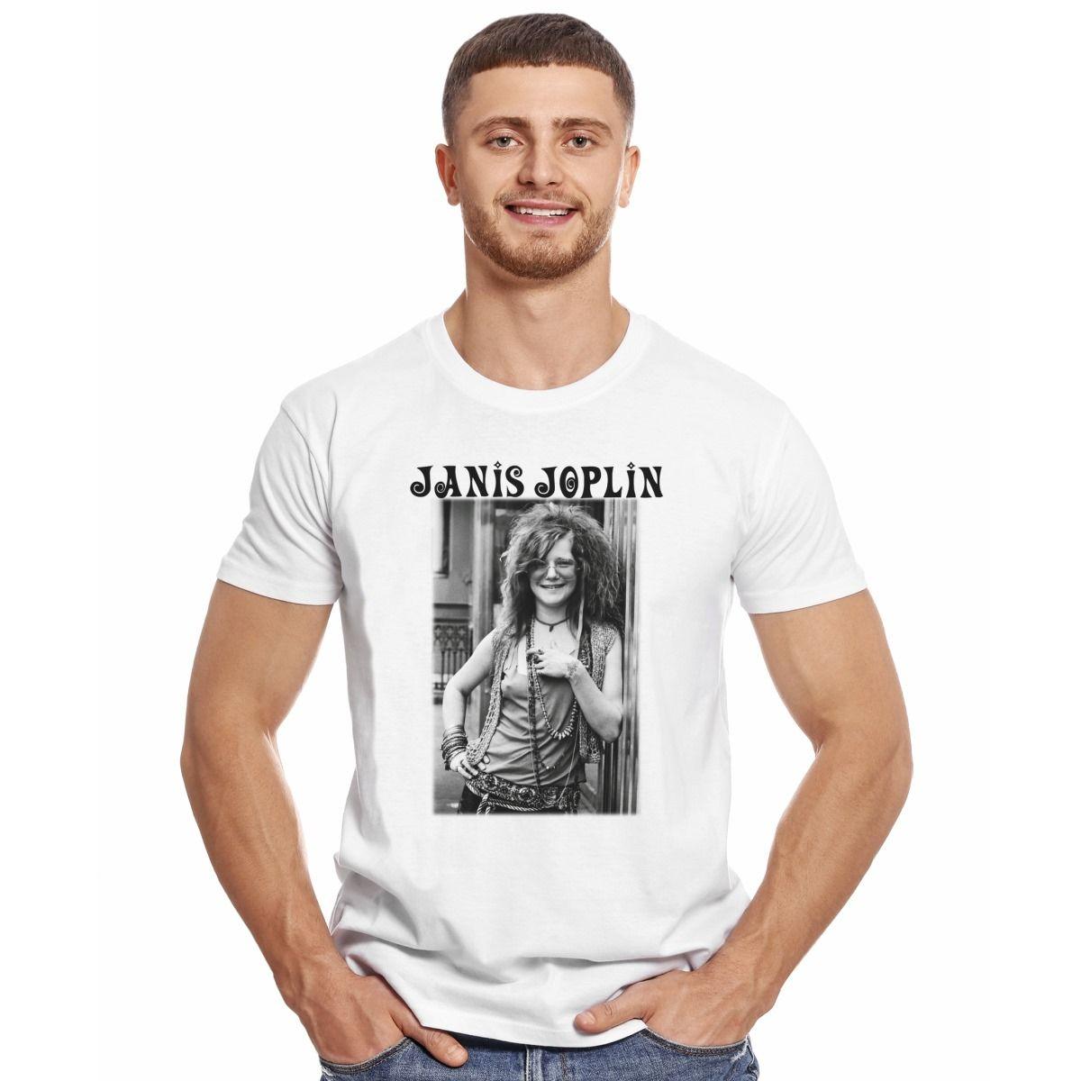 JANIS JOPLIN PHOTO POLERA MANGA CORTA HOMBRE-2