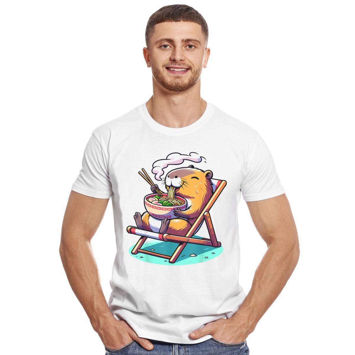 CAPIBARA COMIENDO RAMEN CAPYBARA POLERA MANGA CORTA HOMBRE-2