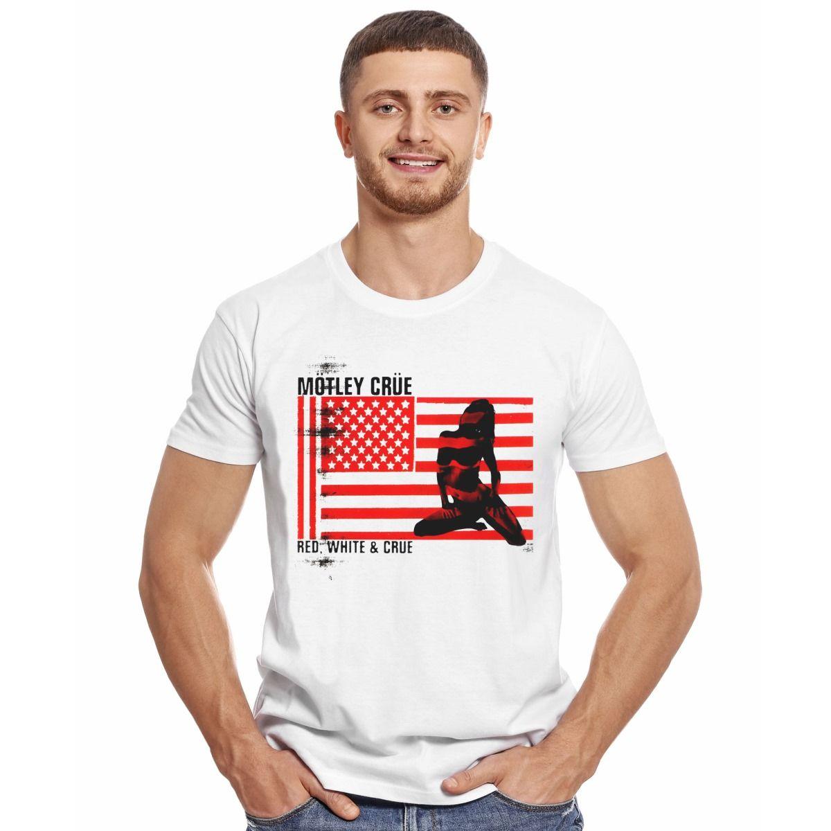 MOTLEY CRUE RED WHITE AND CRUE POLERA MANGA CORTA HOMBRE-2