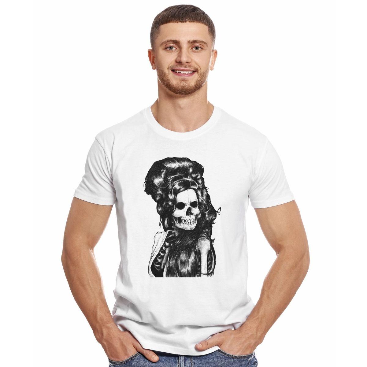 AMY WINEHOUSE SKULL POLERA MANGA CORTA HOMBRE-2