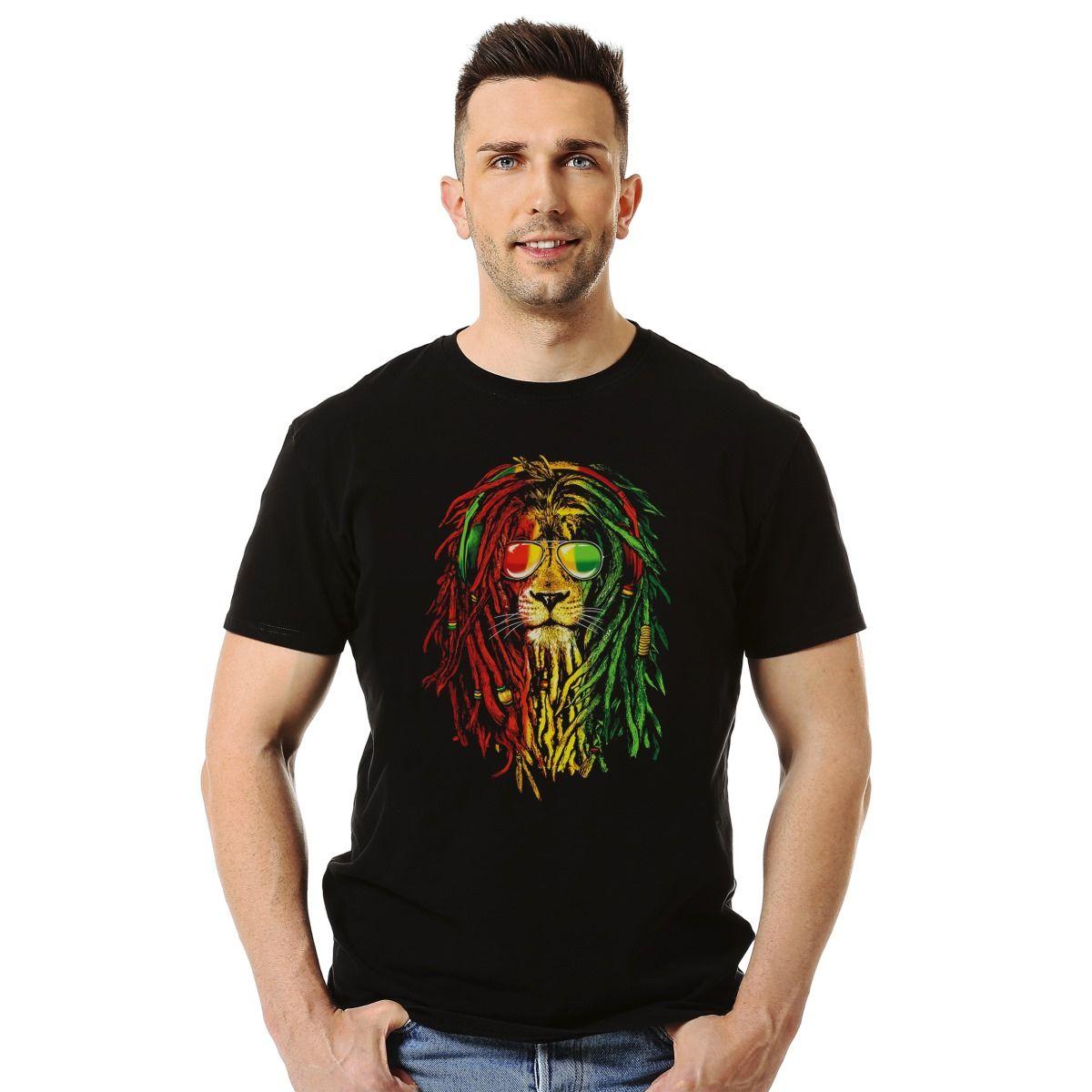 RASTA REGGAE LEON LENTES AUDIFONOS BOB MARLEY POLERA MANGA CORTA HOMBRE-2