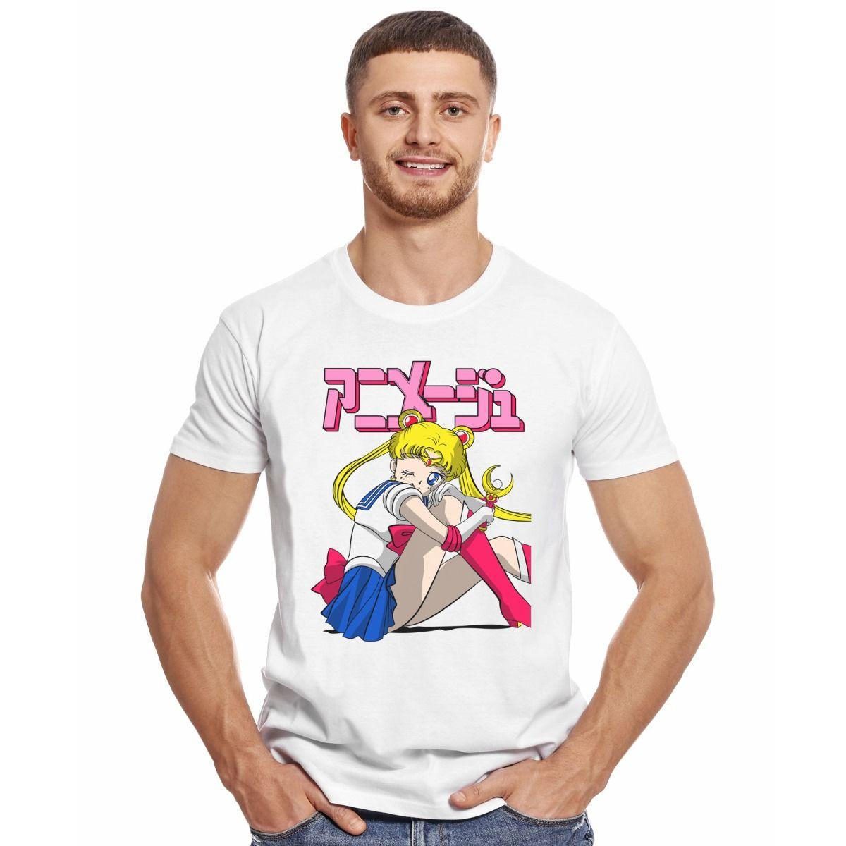 SAILOR MOON USAGI TSUKINO SENTADA POLERA MANGA CORTA HOMBRE-2