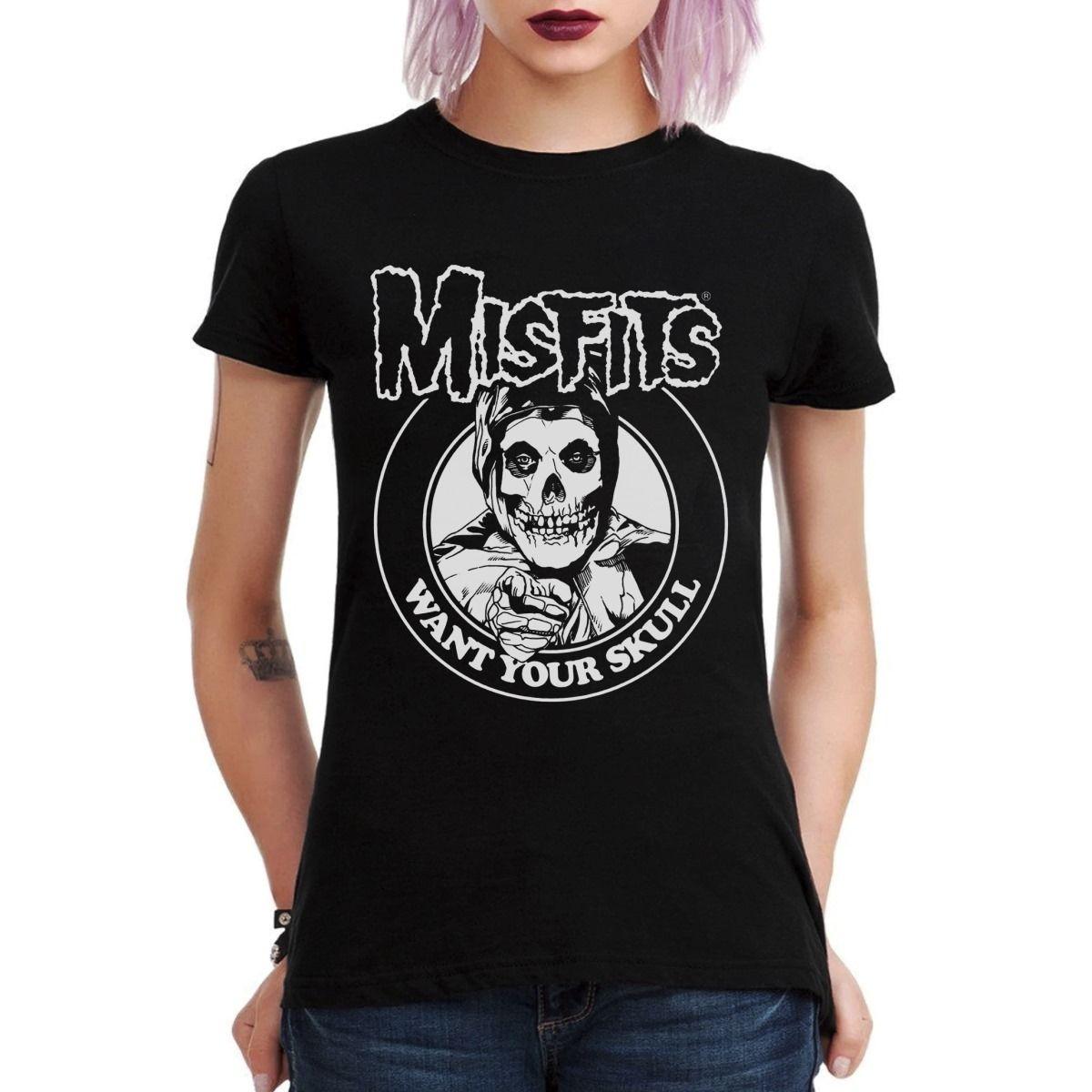 MISFITS WANT YOUR SKULL POLERA NEGRA POLERA MUJER-2