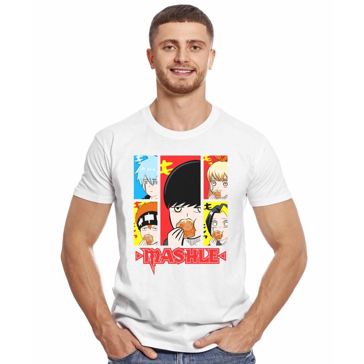 MASHLE PERSONAJES COMIENDO POLERA MANGA CORTA HOMBRE-2