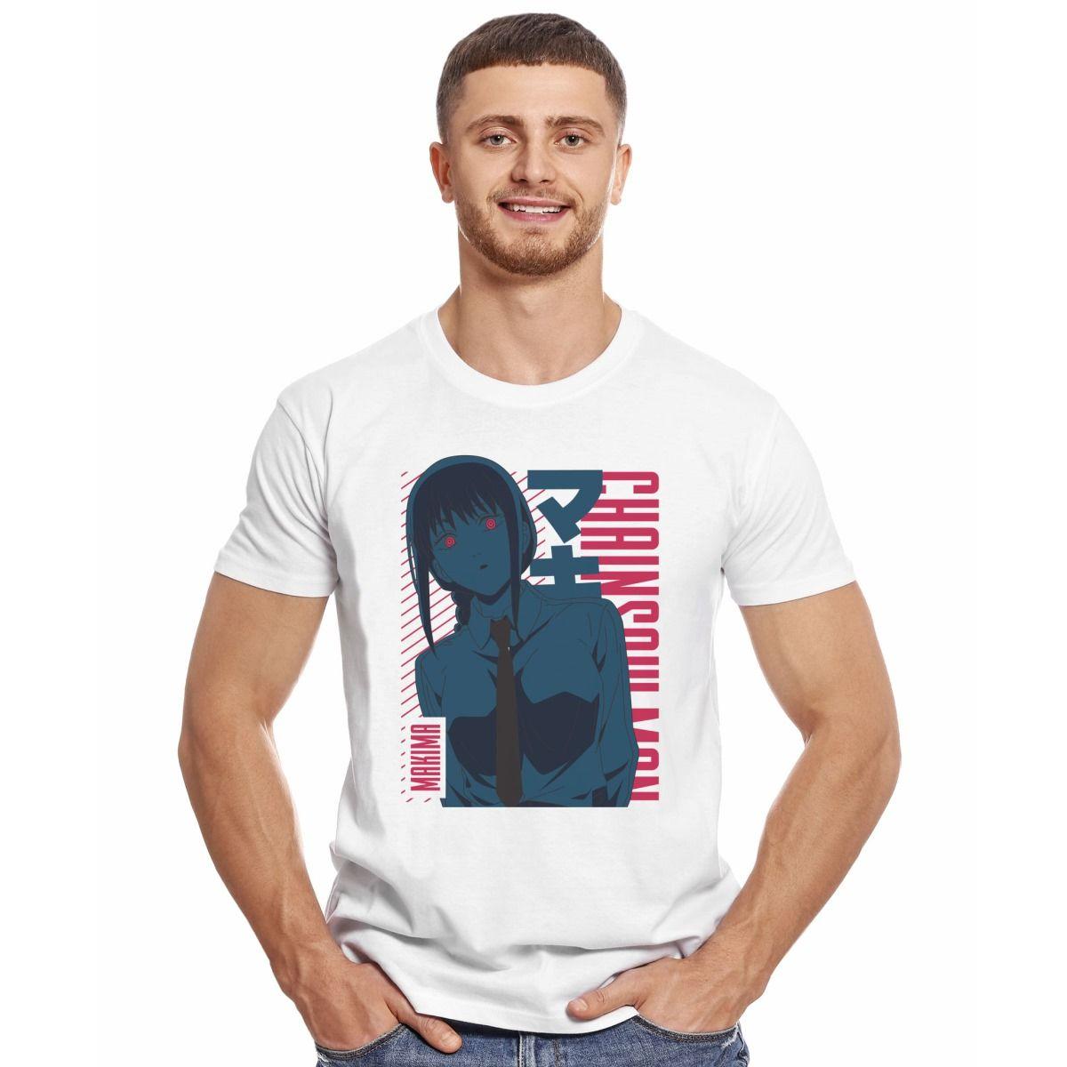 CHAINSAW MAN MAKIMA AZUL POLERA MANGA CORTA HOMBRE-2