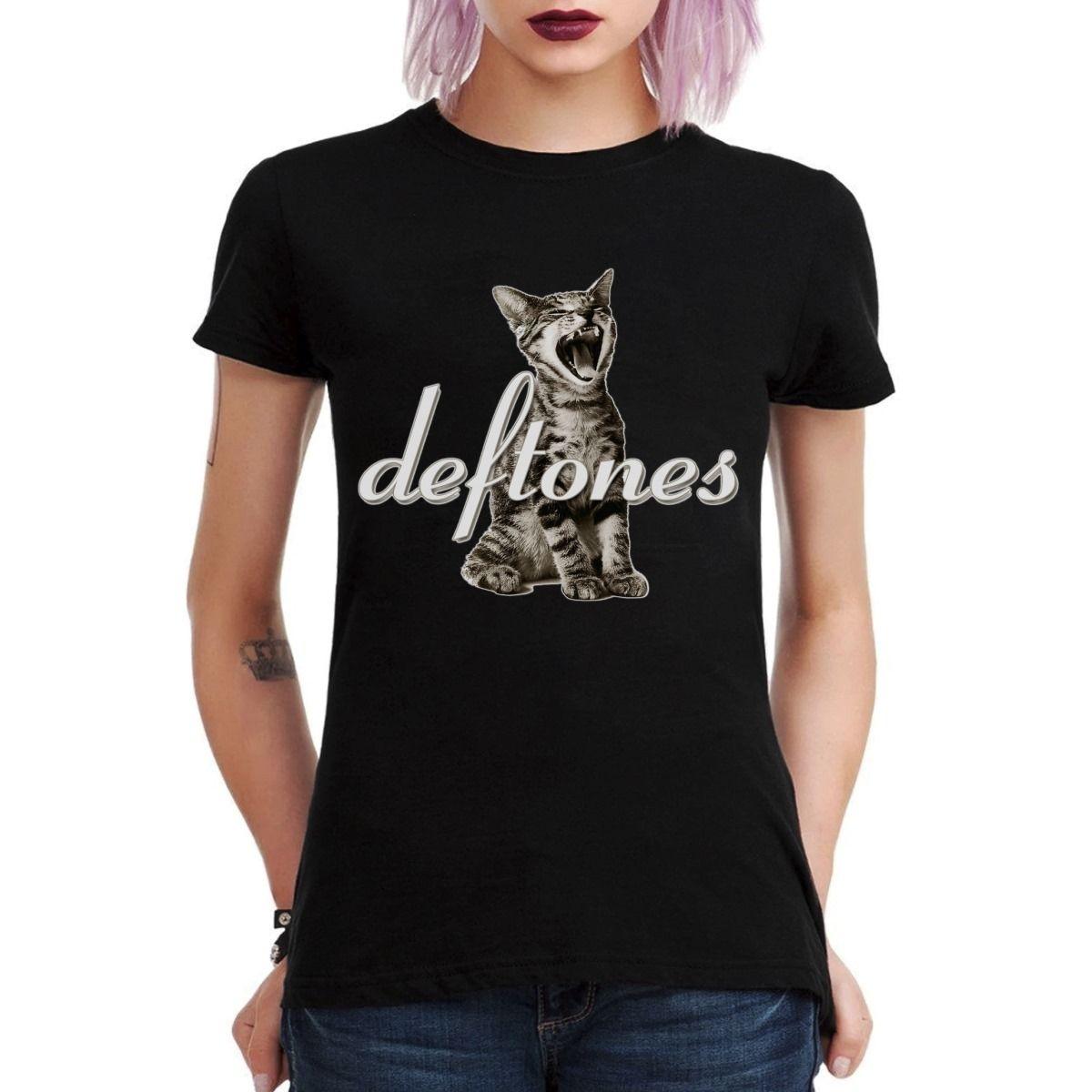 DEFTONES LOGO GATO POLERA MUJER-2