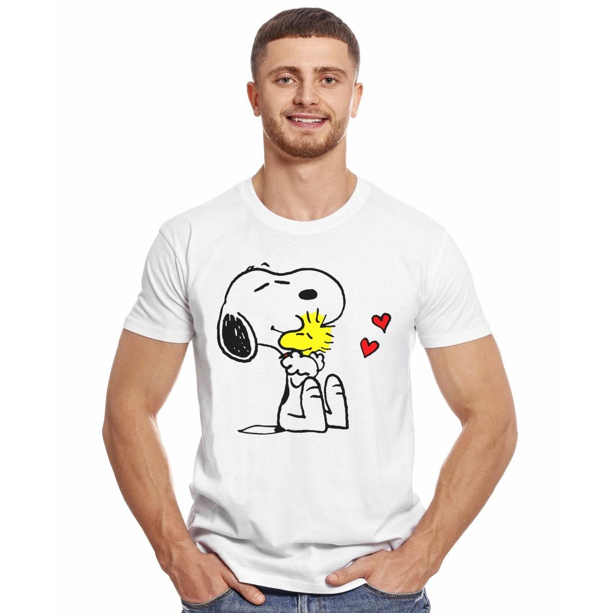 SNOOPY WOODSTOCK LOVE POLERA MANGA CORTA HOMBRE-2