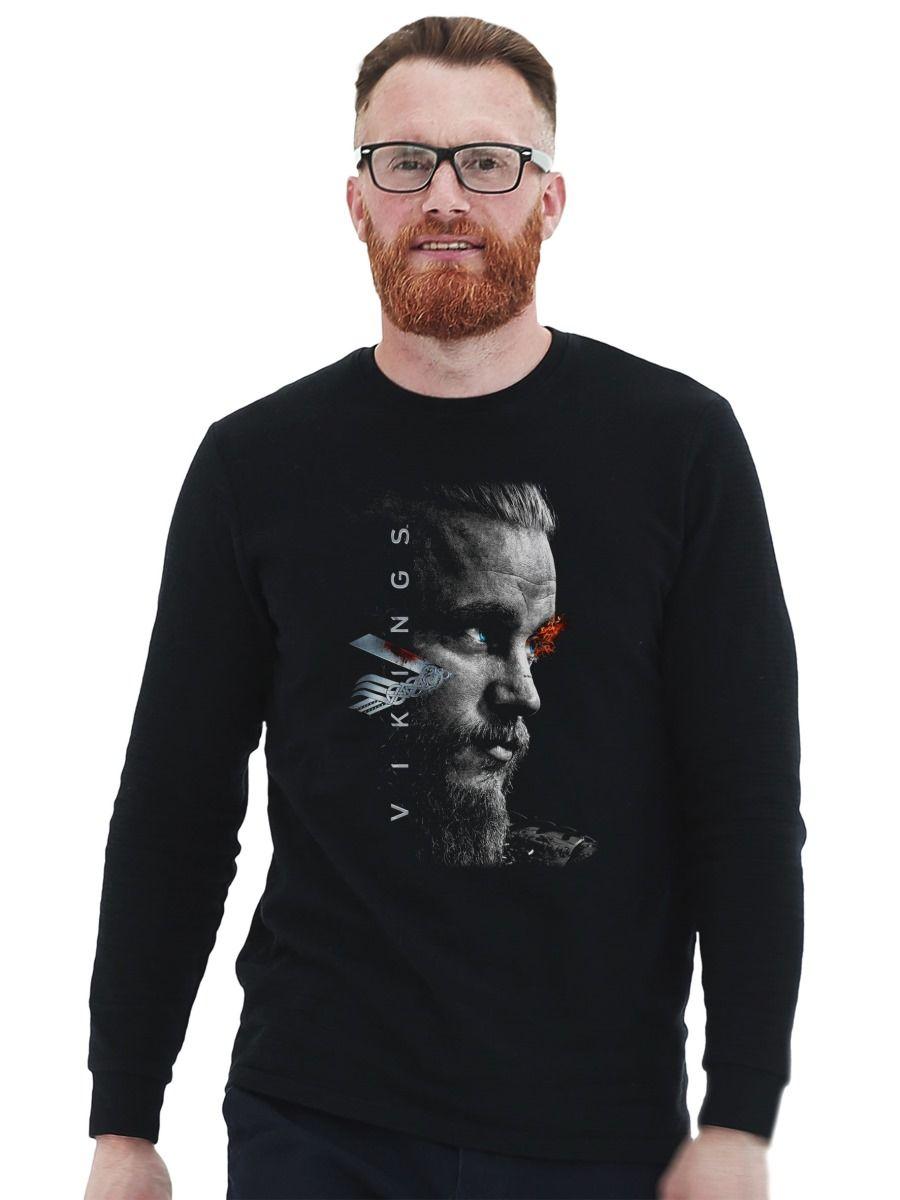 VIKINGOS RAGNAR FACE POSTER POLERA MANGA LARGA-0