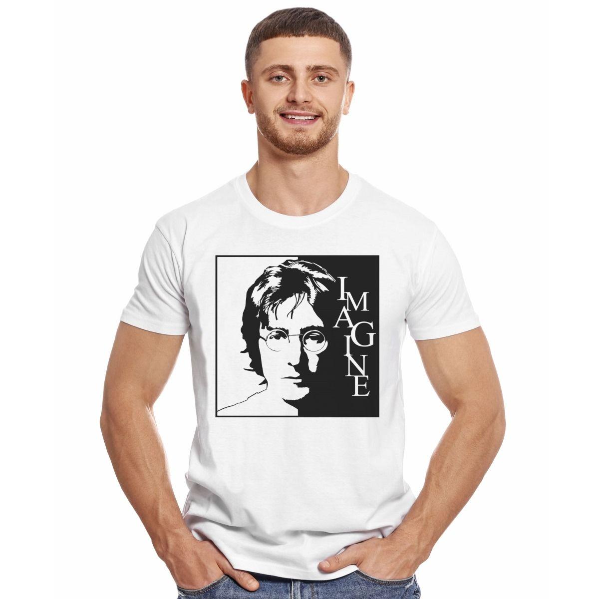 JOHN LENNON IMAGINE STENCIL 2 POLERA MANGA CORTA HOMBRE-2