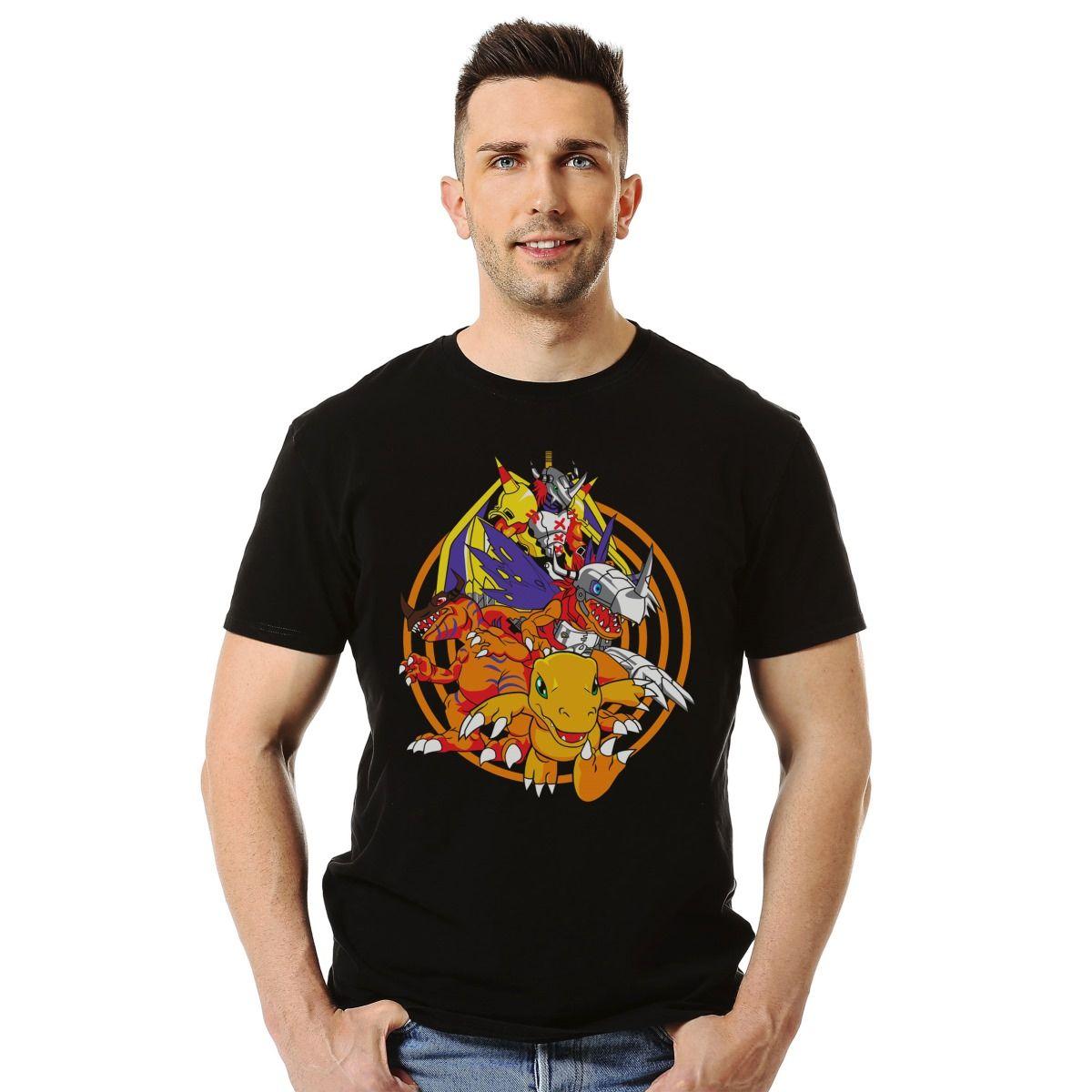 DIGIMON AGUMON GREYMON TRANSPORFACIONES POLERA MANGA CORTA HOMBRE-2