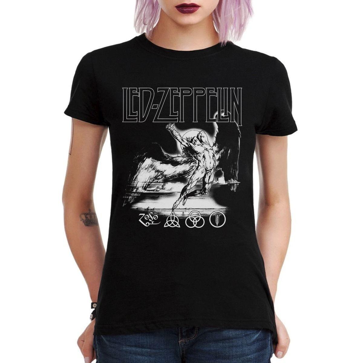 LED ZEPPELIN ANGEL GRAYSCALE POLERA MUJER-2