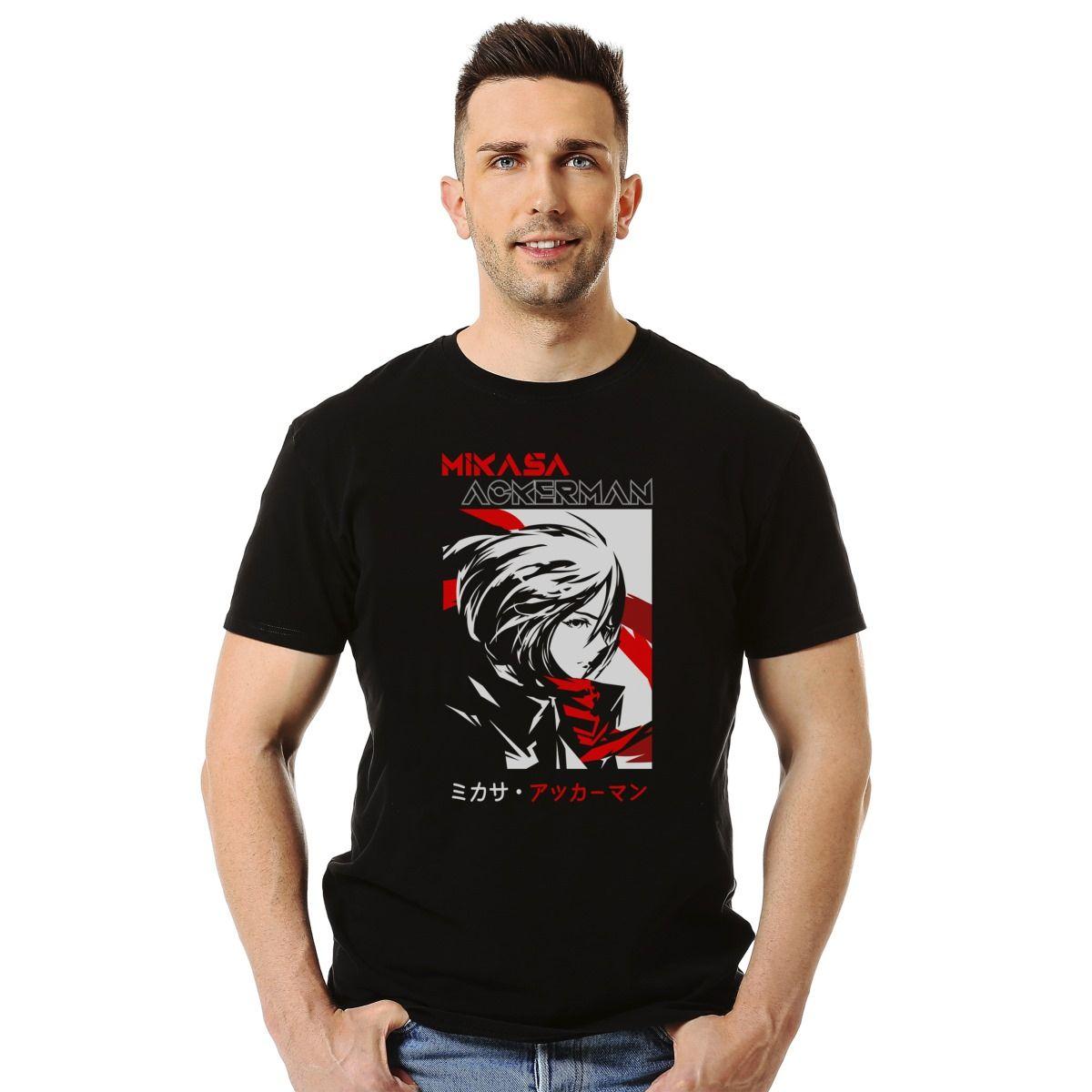 ATTACK ON TITAN MIKASA ACKERMAN PERFIL POLERA MANGA CORTA HOMBRE-2
