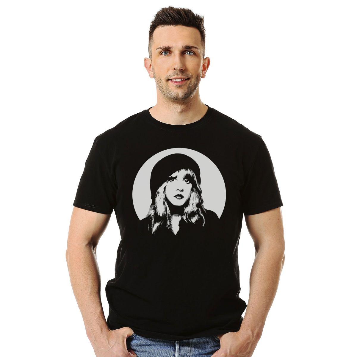 STEVIE NICKS FACE STENCIL POLERA MANGA CORTA HOMBRE-2