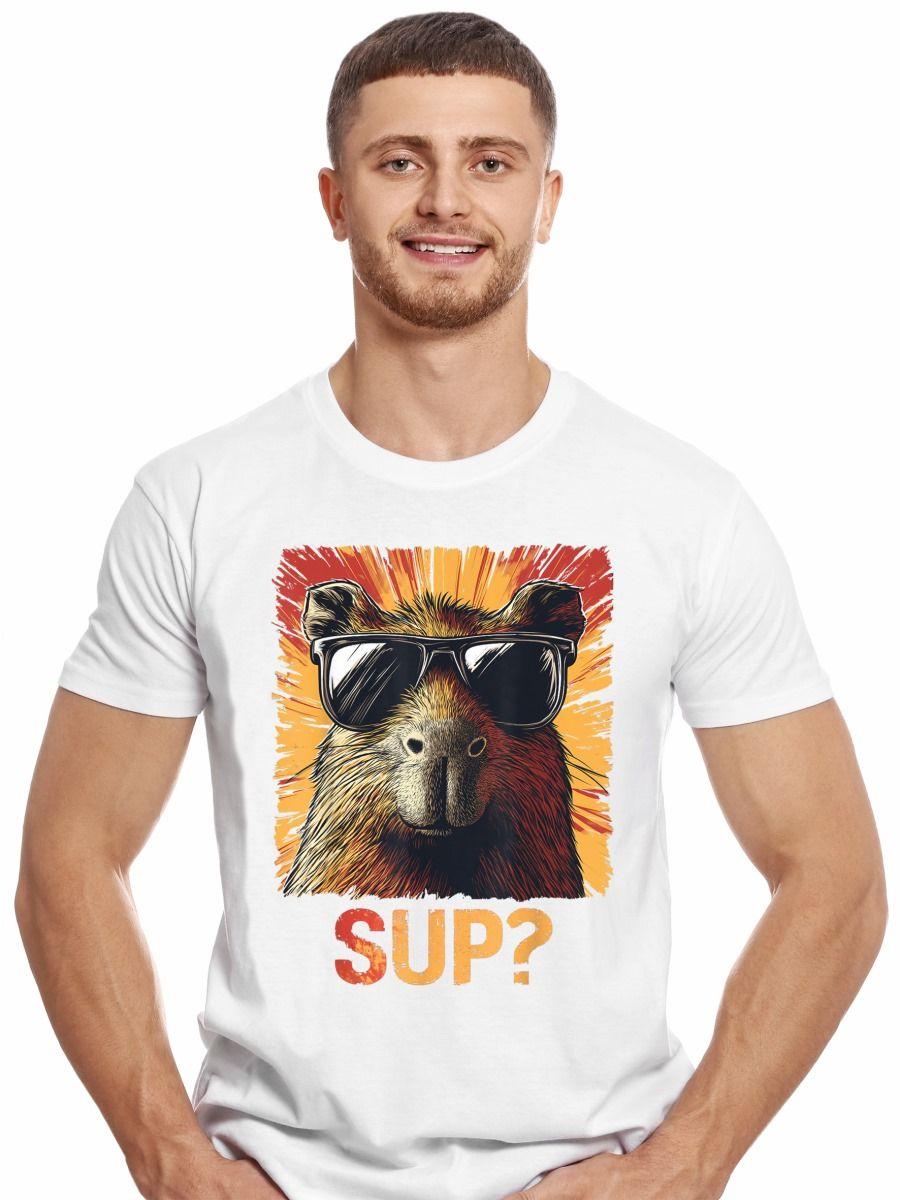 CAPIBARA LENTES ANTEOJOS SUP DIVERTIDO CHISTOSO POLERA MANGA CORTA HOMBRE-0